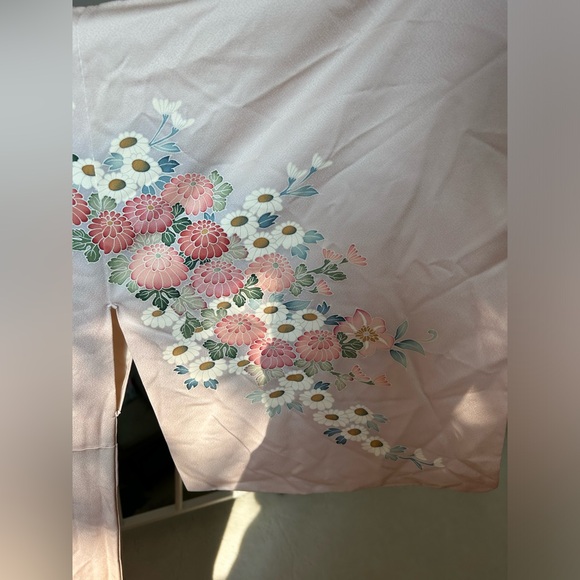 Beautiful Vintage Purple Lavender Lilac Kimono Japan Floral Gold Flowers Wafu - Picture 5 of 15